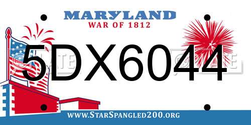 5DX6044 Maryland License Plate