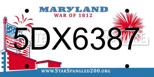 5DX6387 Maryland License Plate