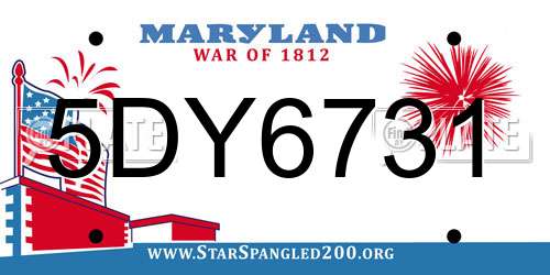 5DY6731 Maryland License Plate