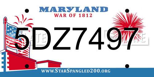 5DZ7497 Maryland License Plate