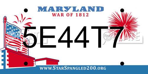 5E44T7 Maryland License Plate
