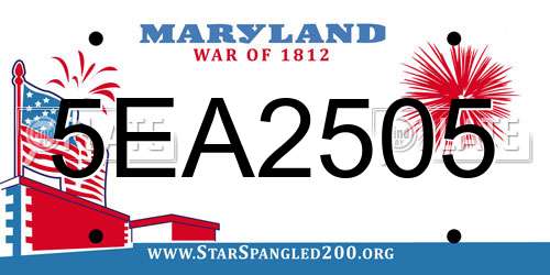 5EA2505 Maryland License Plate