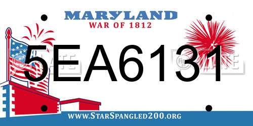 5EA6131 Maryland License Plate
