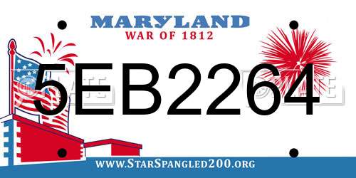 5EB2264 Maryland License Plate