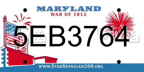 5EB3764 Maryland License Plate