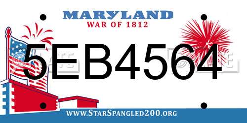 5EB4564 Maryland License Plate