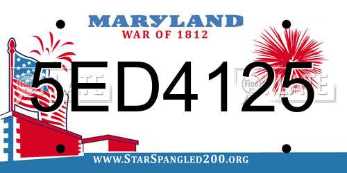 5ED4125 Maryland License Plate
