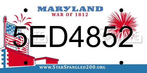 5ED4852 Maryland License Plate