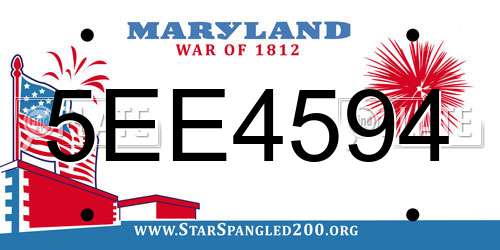 5EE4594 Maryland License Plate