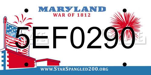 5EF0290 Maryland License Plate