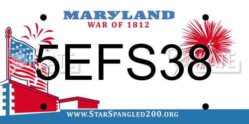 5EFS38 Maryland License Plate