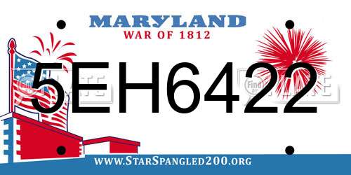 5EH6422 Maryland License Plate