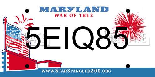 5EIQ85 Maryland License Plate