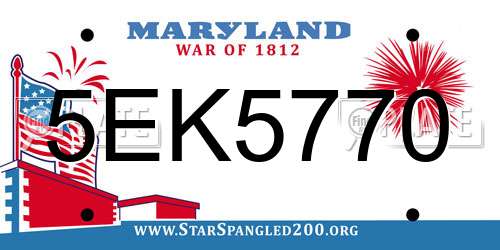 5EK5770 Maryland License Plate