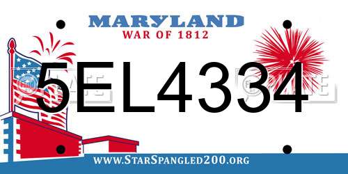 5EL4334 Maryland License Plate