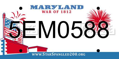 5EM0588 Maryland License Plate