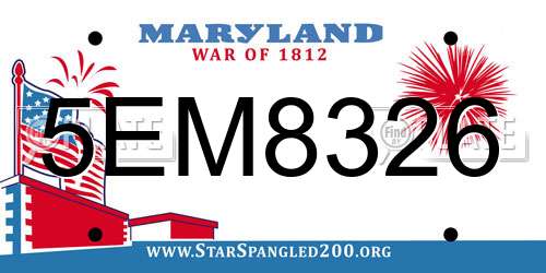 5EM8326 Maryland License Plate