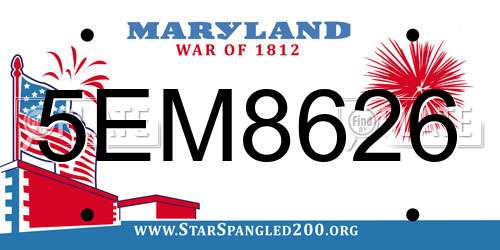 5EM8626 Maryland License Plate