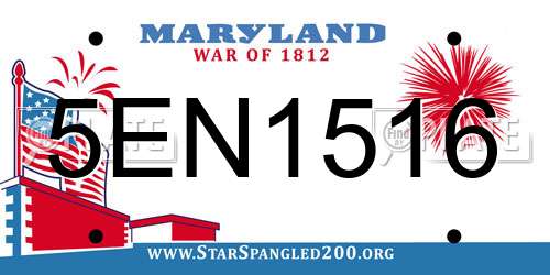 5EN1516 Maryland License Plate