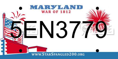 5EN3779 Maryland License Plate