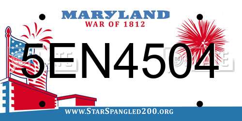5EN4504 Maryland License Plate
