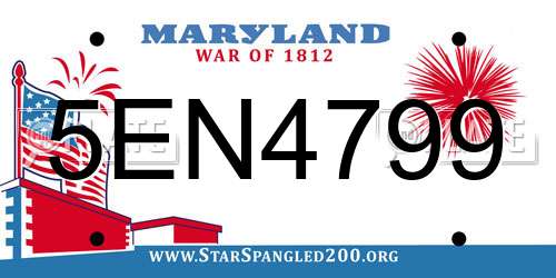 5EN4799 Maryland License Plate