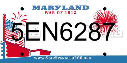 5EN6287 Maryland License Plate