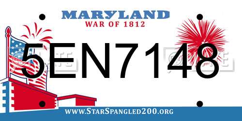 5EN7148 Maryland License Plate