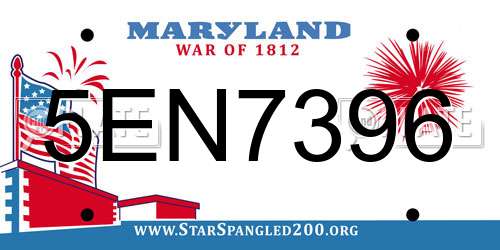 5EN7396 Maryland License Plate