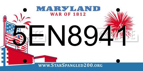5EN8941 Maryland License Plate