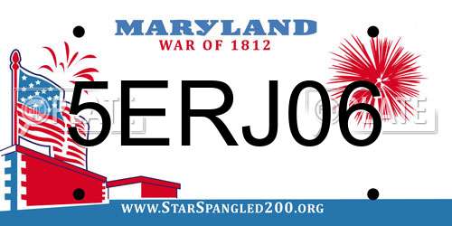 5ERJ06 Maryland License Plate