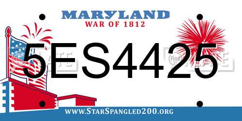5ES4425 Maryland License Plate