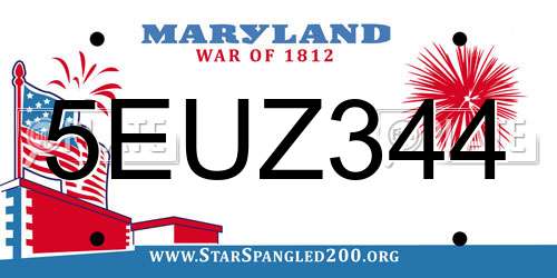 5EUZ344 Maryland License Plate