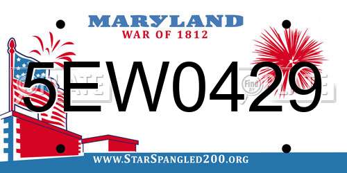 5EW0429 Maryland License Plate