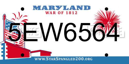 5EW6564 Maryland License Plate