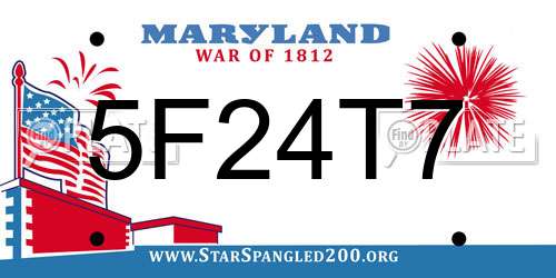 5F24T7 Maryland License Plate