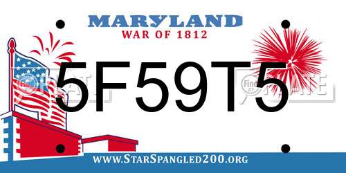 5F59T5 Maryland License Plate