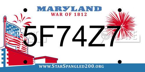 5F74Z7 Maryland License Plate