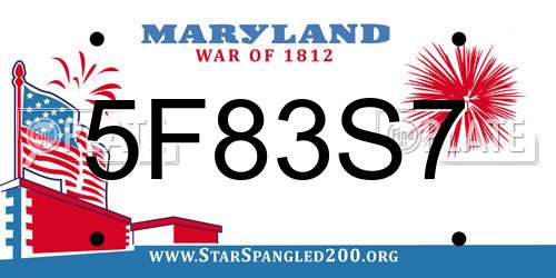 5F83S7 Maryland License Plate