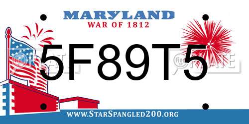 5F89T5 Maryland License Plate