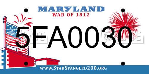 5FA0030 Maryland License Plate
