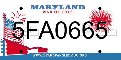 5FA0665 Maryland License Plate