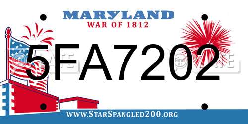 5FA7202 Maryland License Plate