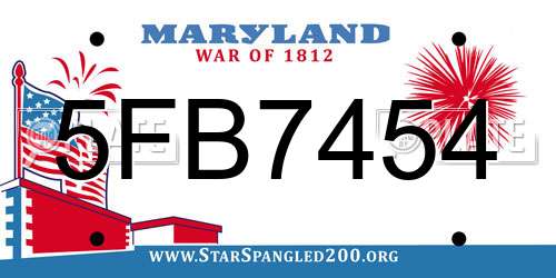 5FB7454 Maryland License Plate