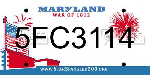 5FC3114 Maryland License Plate