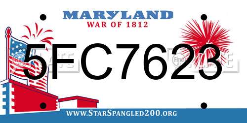 5FC7623 Maryland License Plate