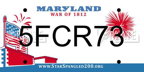 5FCR73 Maryland License Plate