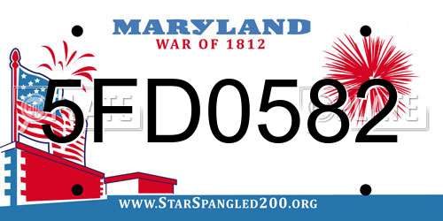 5FD0582 Maryland License Plate