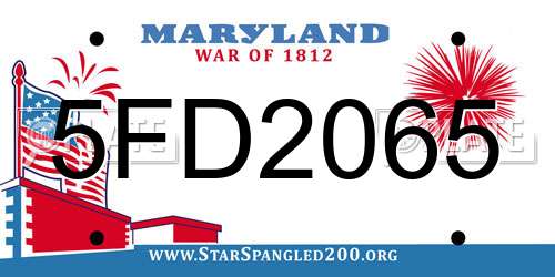 5FD2065 Maryland License Plate