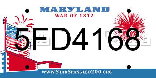 5FD4168 Maryland License Plate